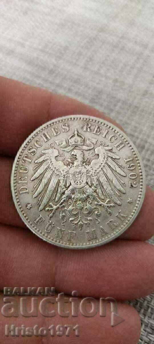 5 Marks 1902 Saxony with price € 153.00 | 299.24 BGN