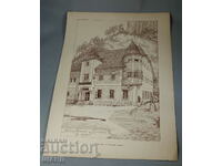 1895 Viena Litografia de arhitectură a Casei Vilei