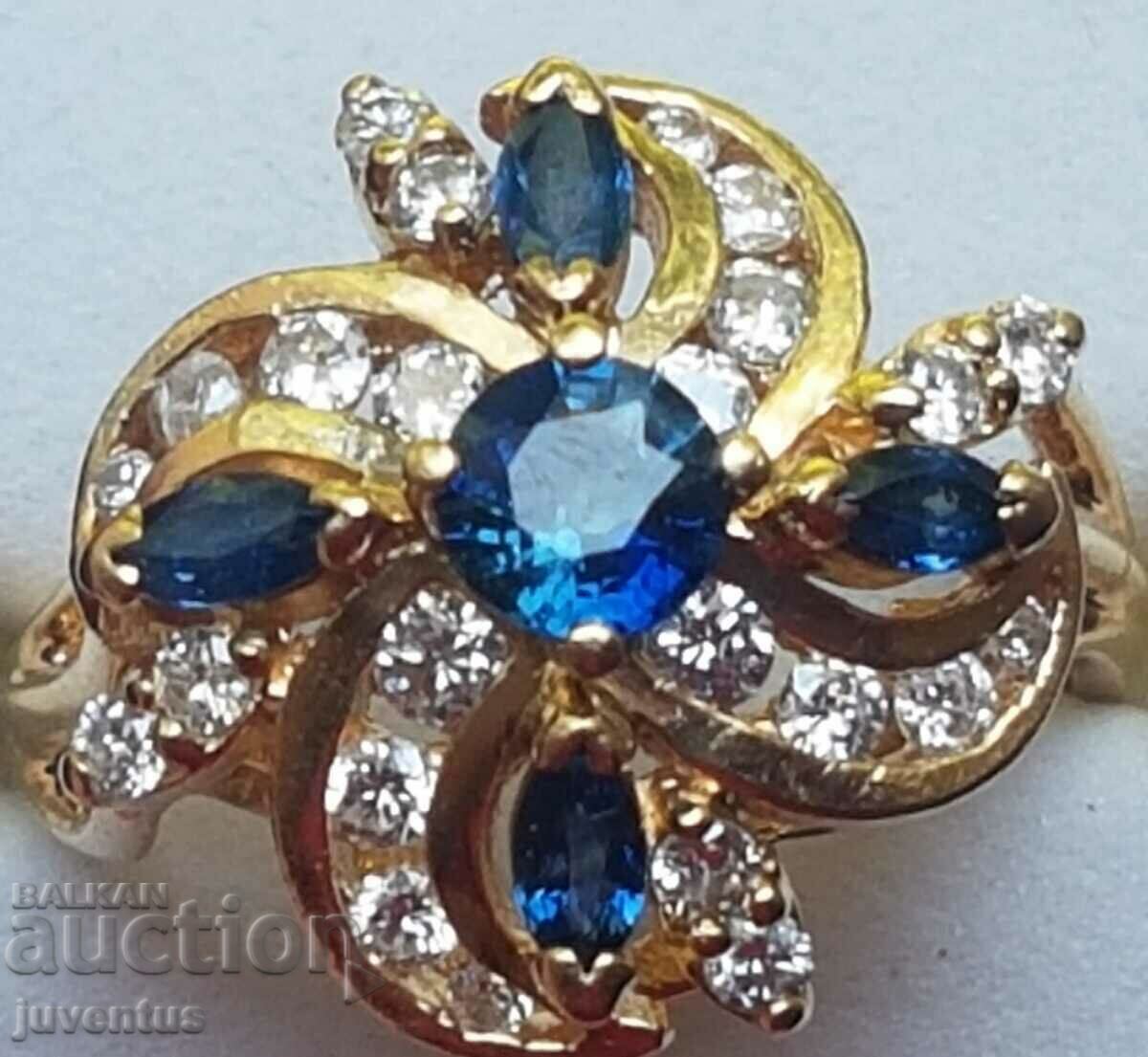 FABERGE GOLD RING WITH SAPPHIRES AND DIAMONDS CERTIFICATE