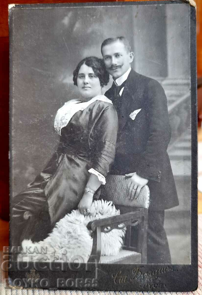 Стара Снимка на Картон Кабинетна Фотография Русе 1910те г.