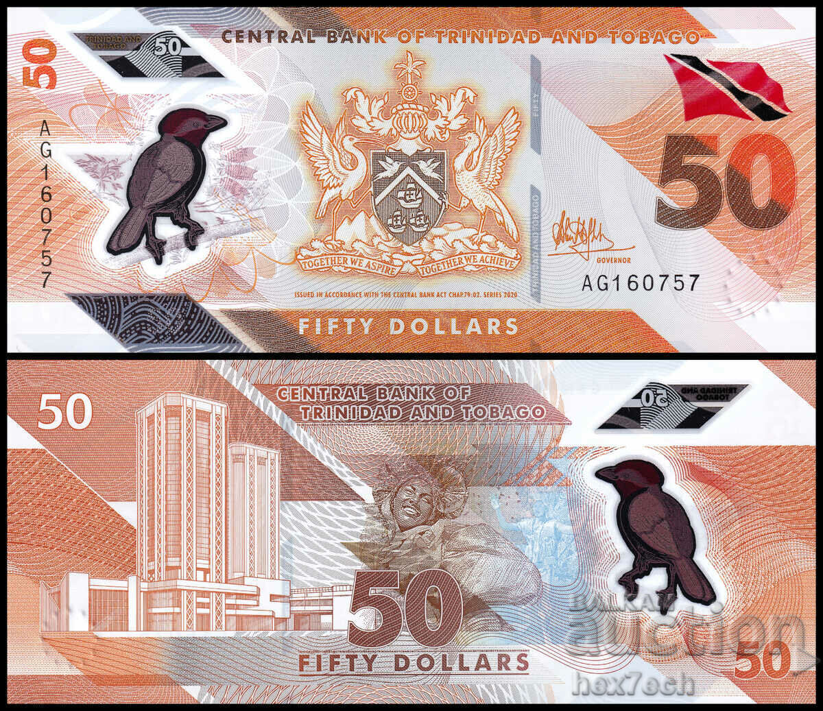 ❤️ ⭐ Trinidad and Tobago 2020 $50 Polymer UNC New ⭐ ❤️ ❤️ ⭐ Trinidad and Tobago 2020 $50 Polymer UNC New ⭐ ❤️