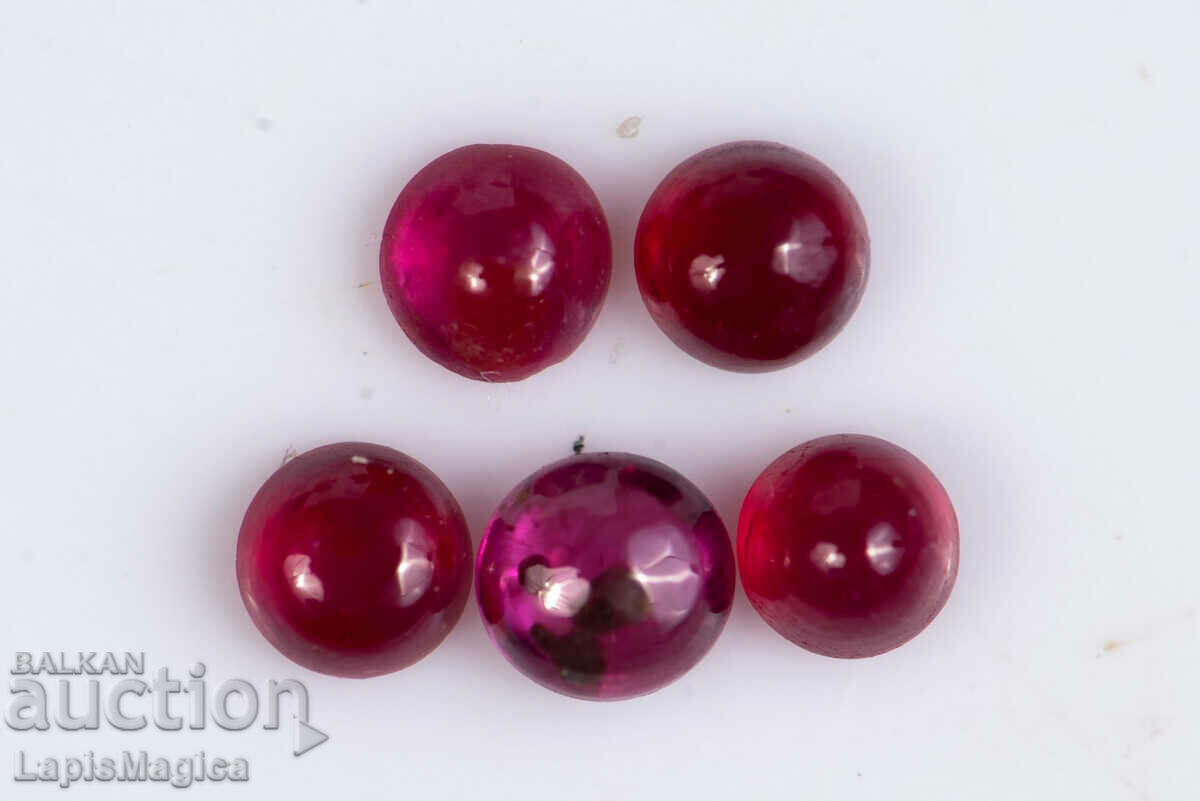 5 ruby 0.39ct heated round cabochons #01