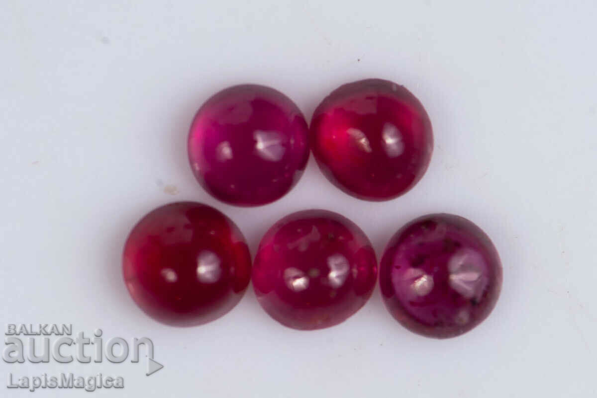 5 ruby 0.36ct heated round cabochons #15a