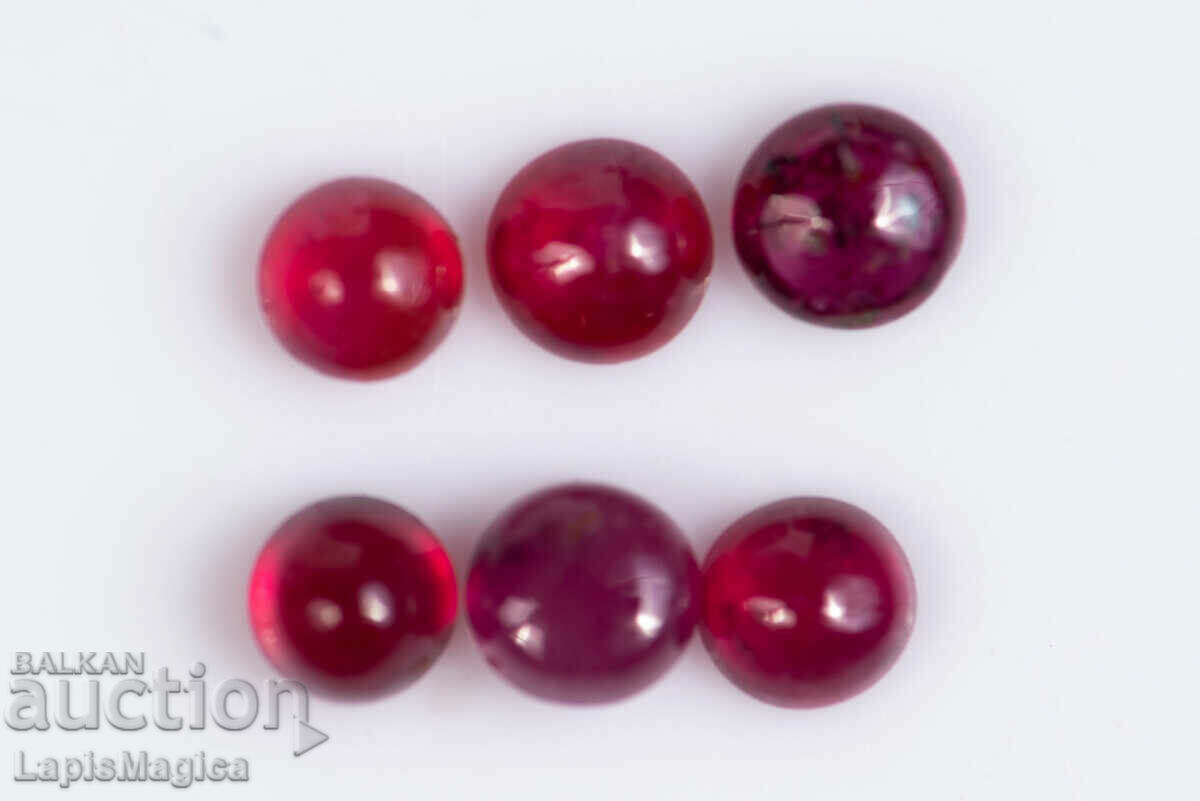 6 ruby 0.46ct heated round cabochons #16