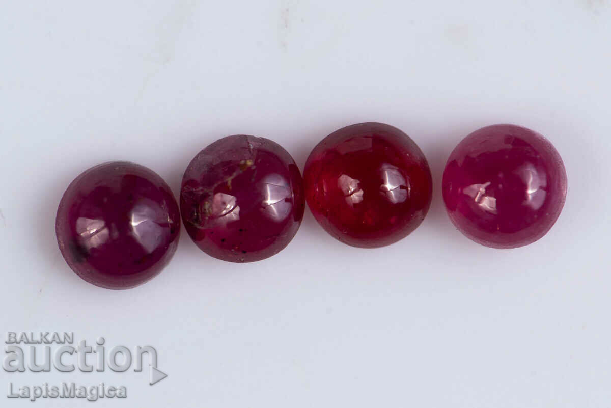 4 ruby 0.51ct heated round cabochons #22