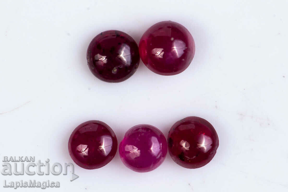 5 ruby 0.61ct heated round cabochons #25