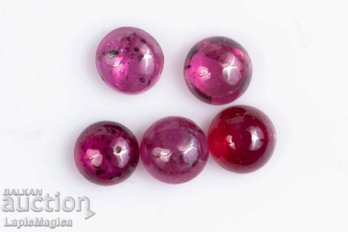 5 ruby 0.53ct heated round cabochons #26