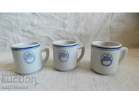Set of 3 Balkantourist coffee cups, old Bulgarian porcelain