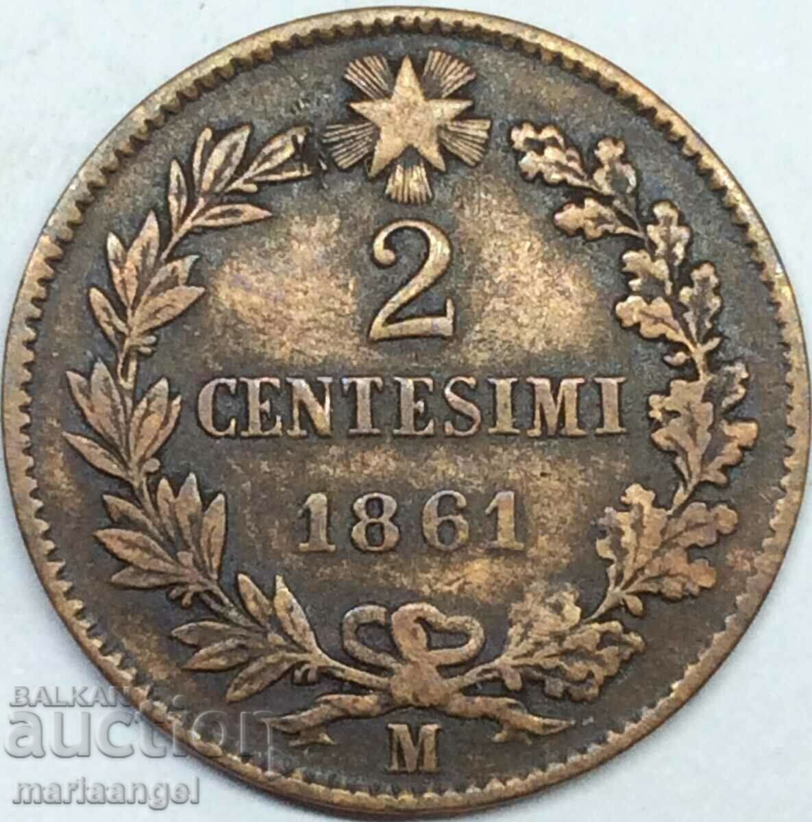 2 centesimi 1861 Ιταλία Μ - Μιλάνο