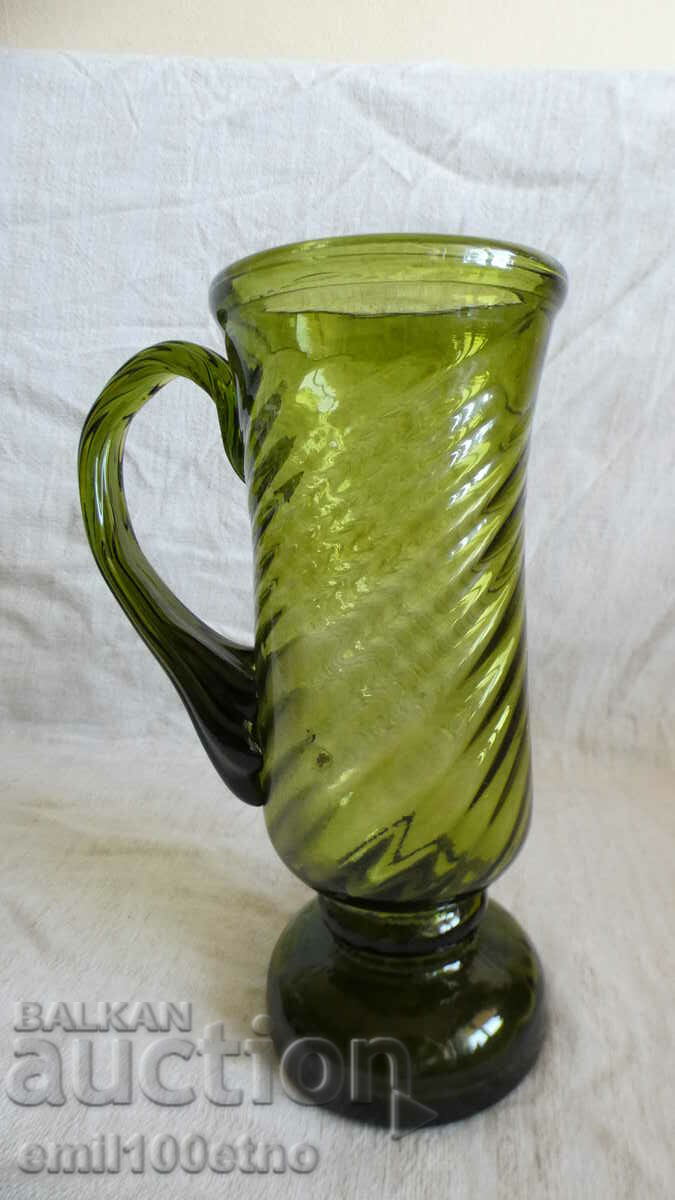 Can? vase? green glass handmade