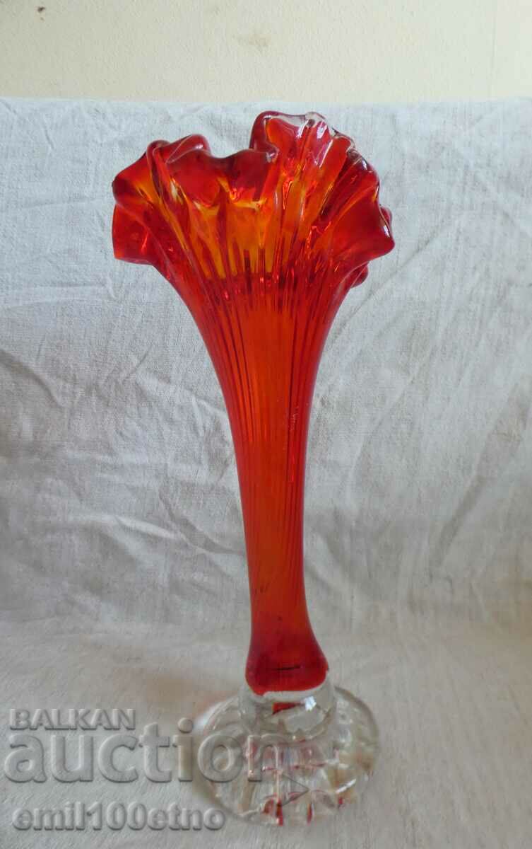 Δημοπρασία Χειροποίητο χρωματιστό βάζο τεράστιο γυαλί Δημοπρασία Χειροποίητο χρωματιστό βάζο τεράστιο γυαλί