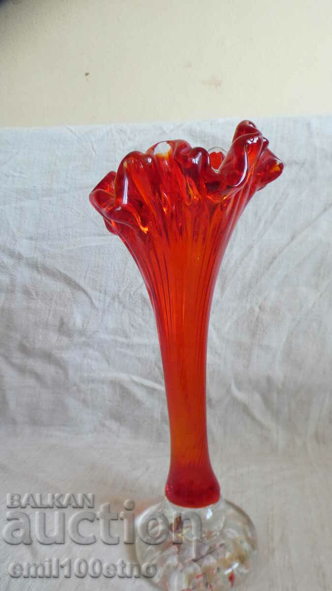 Vase colored massive glass handmade