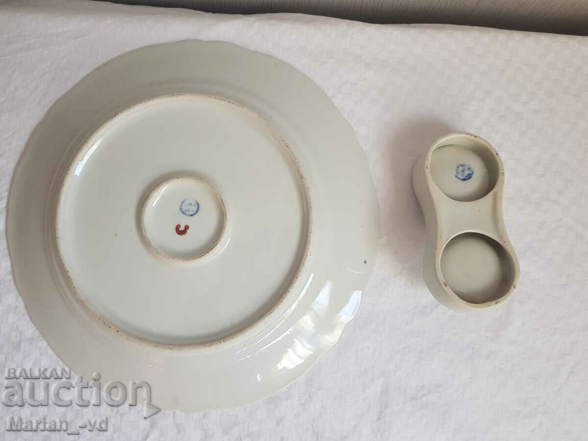 Голяма порцеланова чиния и солник - 6 Голяма порцеланова чиния и солник - 6