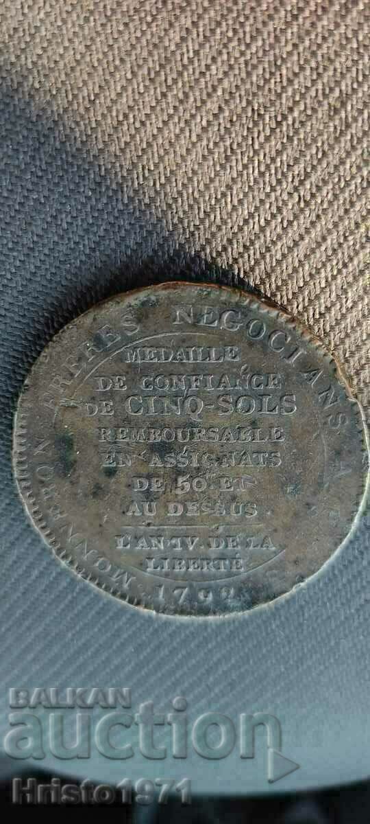 5 сол 1792 с цена 47.00 €