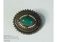 Old silver brooch jewel eliat and pearls 925