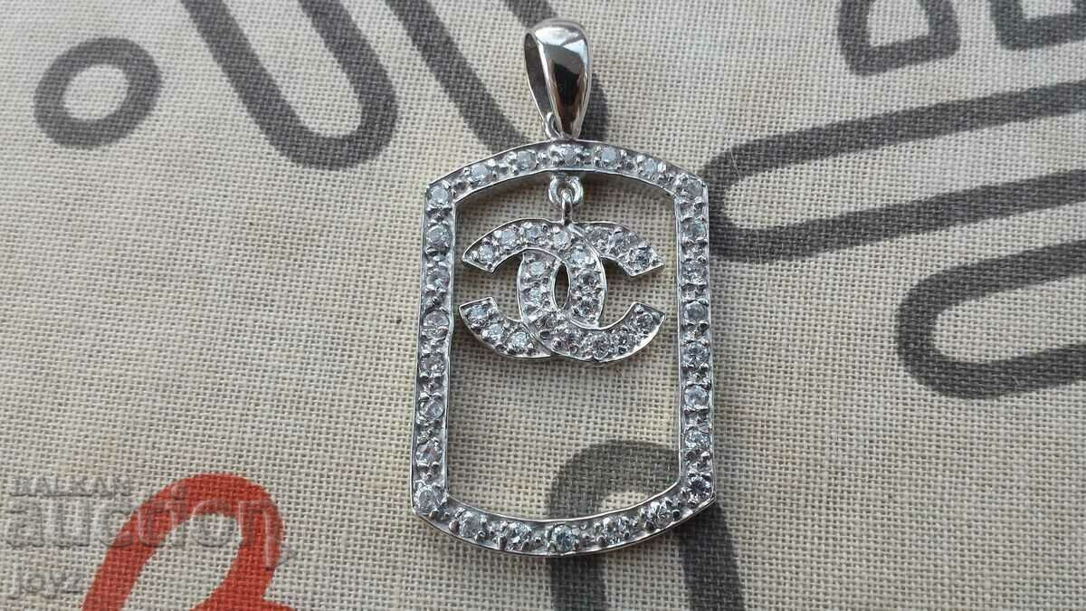 NEW RHODIUM-PLATED SILVER CHANEL PENDANT 8.82 g / 925 Grade NEW RHODIUM-PLATED SILVER CHANEL PENDANT 8.82 g / 925 Grade