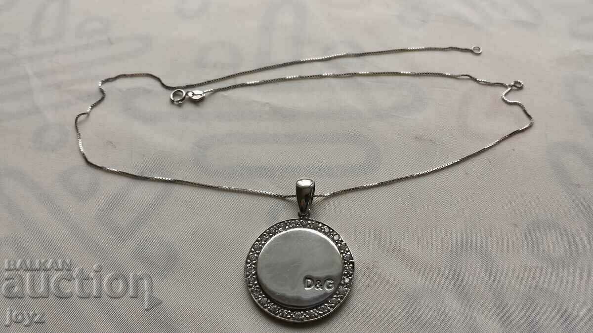 SILVER PENDANT D&G+ CHAIN 12.47 g RHODIUM / SAMPLE 925