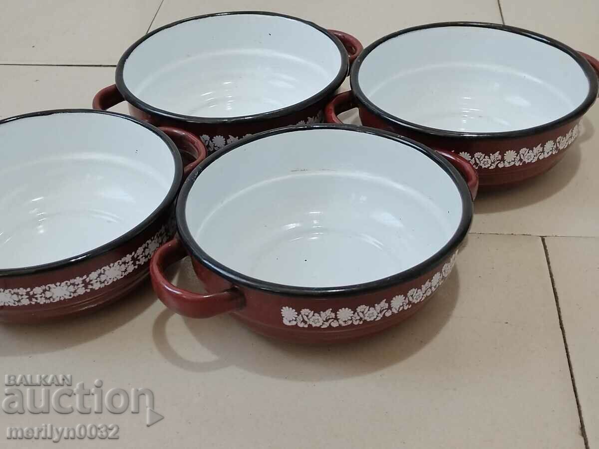 Enameled bowl 4 pieces of dish with enamel, basin, basin with price 54.00 BGN | € 27.61 Enameled bowl 4 pieces of dish with enamel, basin, basin with price 54.00 BGN | € 27.61