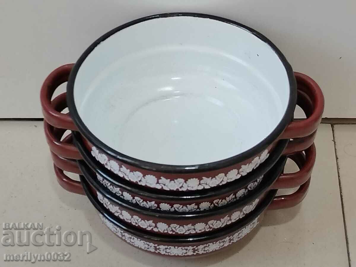 Enameled bowl 4 pieces of dish with enamel, basin, basin - 7 Enameled bowl 4 pieces of dish with enamel, basin, basin - 7