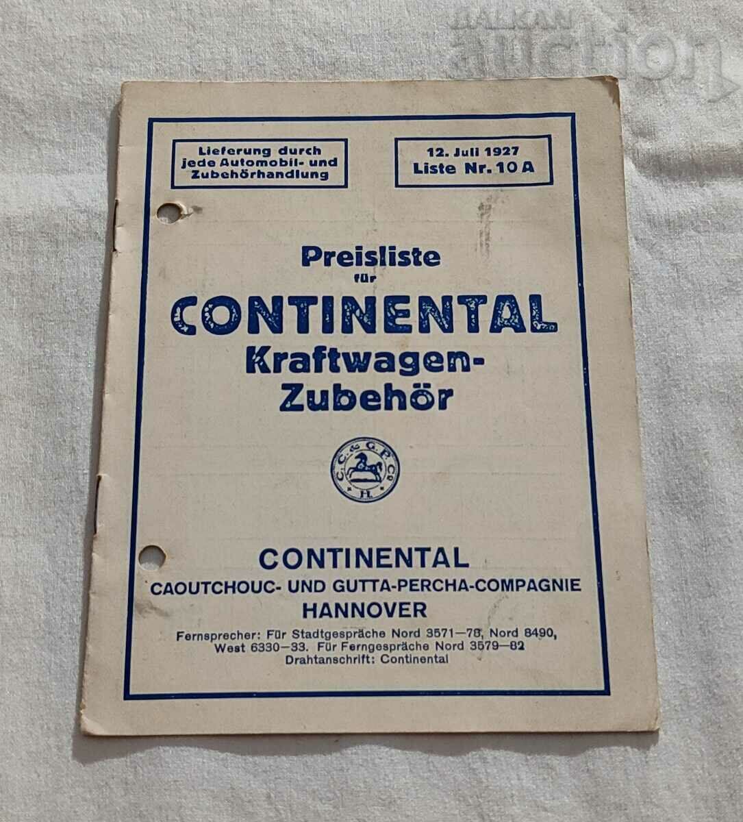 CONTINENTAL HANOVER GERMANIA 1927 CATALOG DE PRETURI