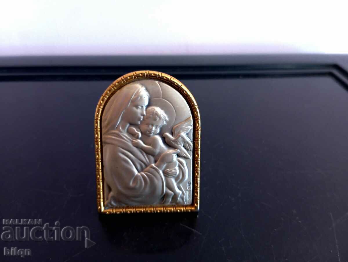Incredibly Beautiful Silver Icon 0.925 And Gilding