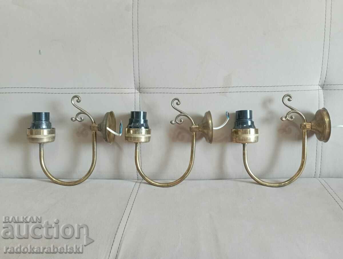Three pieces of brass sconces - wall lamps