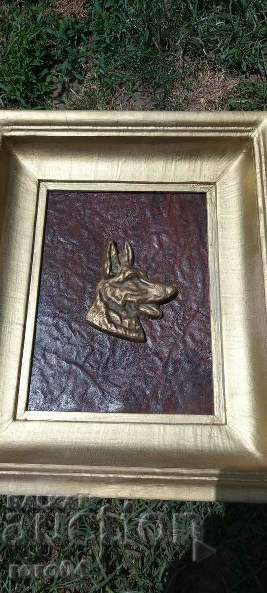 Delivery of GERMAN SHEPHERD - BRONZE - LEATHER - FRAME Delivery of GERMAN SHEPHERD - BRONZE - LEATHER - FRAME