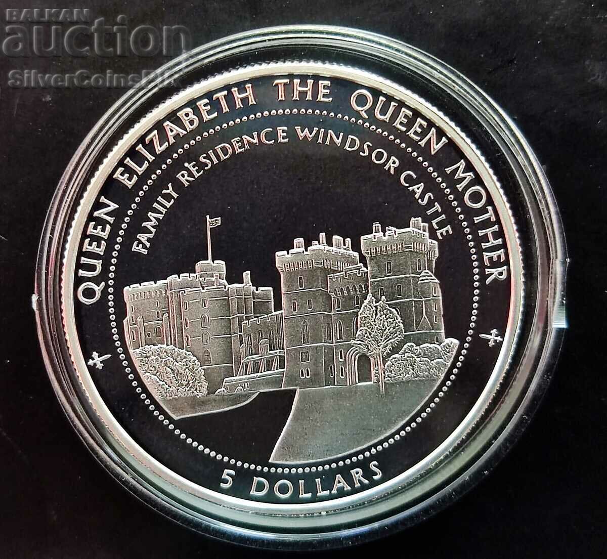 Сребро 5 Долара Замък Уиндсор 1997 Кирибати