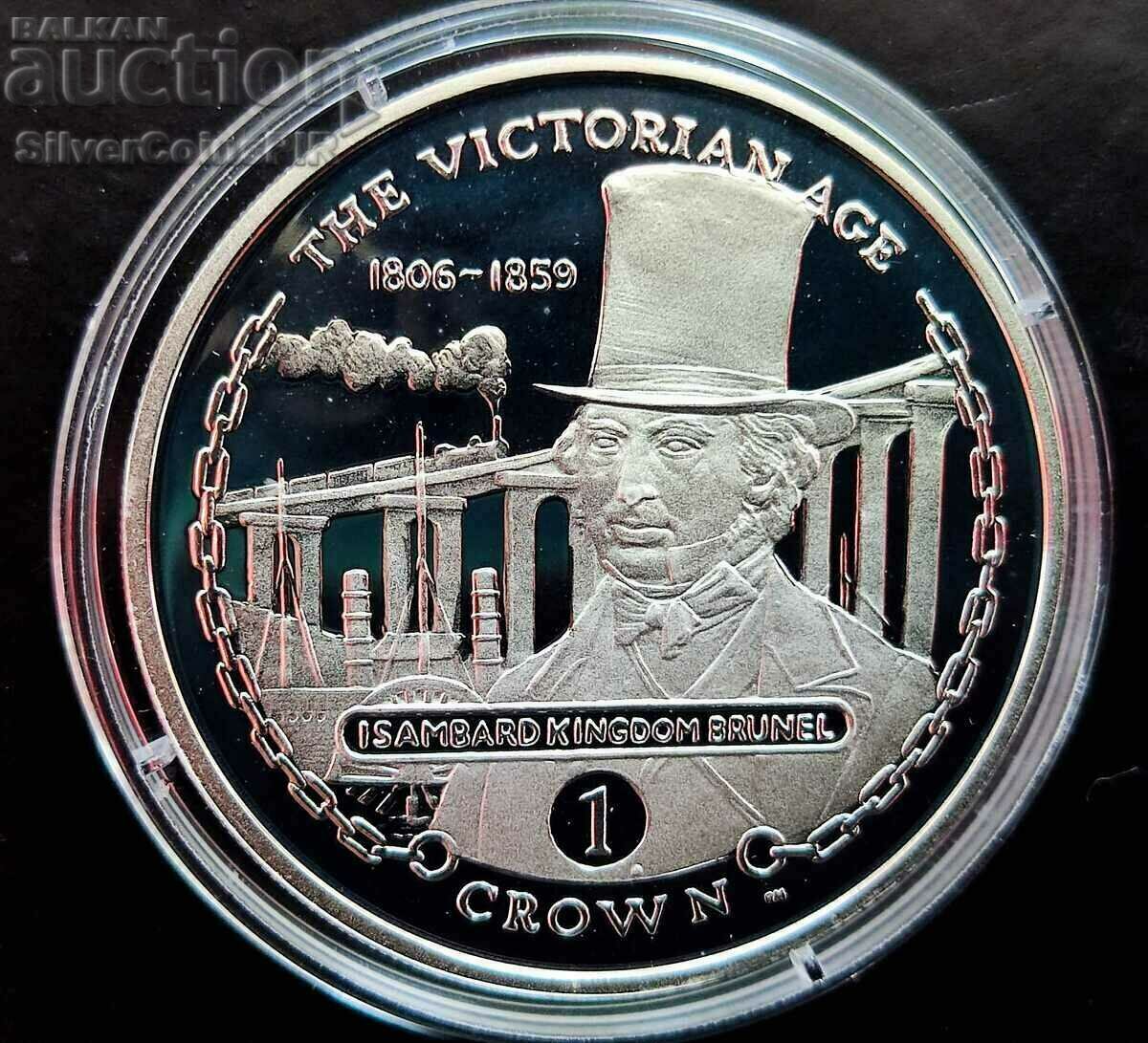 Silver 1 Crown Isambard Brunel 2001 Γιβραλτάρ