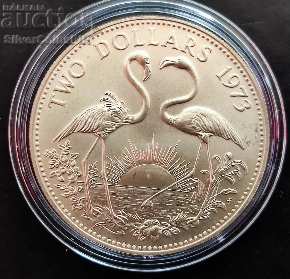 Silver 2 Dollar Flamingo 1973 Μπαχάμες