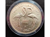 Silver 2 Dollar Flamingo 1973 Bahamas