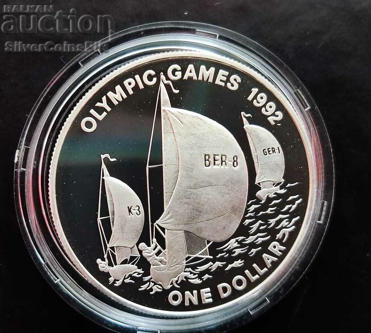 Silver 1$ Sailing Olympics 1992 Bermuda