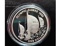 Silver 1$ Sailing Olympics 1992 Bermuda