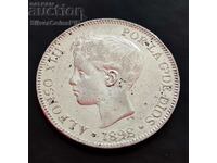 Silver 5 Pesetas 1898 Alfonso XIII Ισπανία