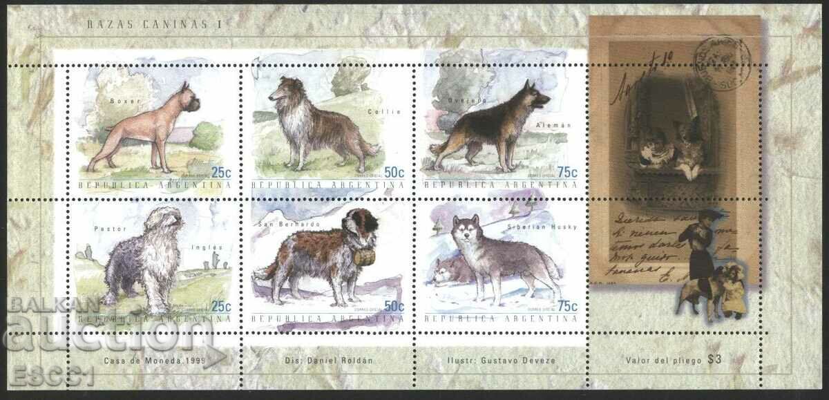 Καθαρά γραμματόσημα σε μικρό φύλλο Fauna Dogs 1999 από την Αργεντινή