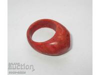 Стар дамски пръстен накит естествен червен корал