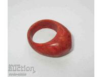 Old ladies ring jewelry natural red coral