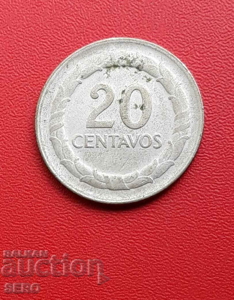 Колумбия-20 центавос 1948-сребърна