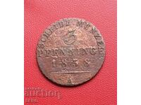 Germany-Prussia-3 Pfennig 1838 A-Berlin-Rare Year
