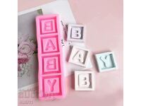 Silicone mold with letters BABY fondant cake decoration
