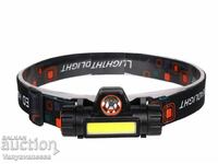 Headlight with adjustable LED and COB brightness, magnetic clip and USB