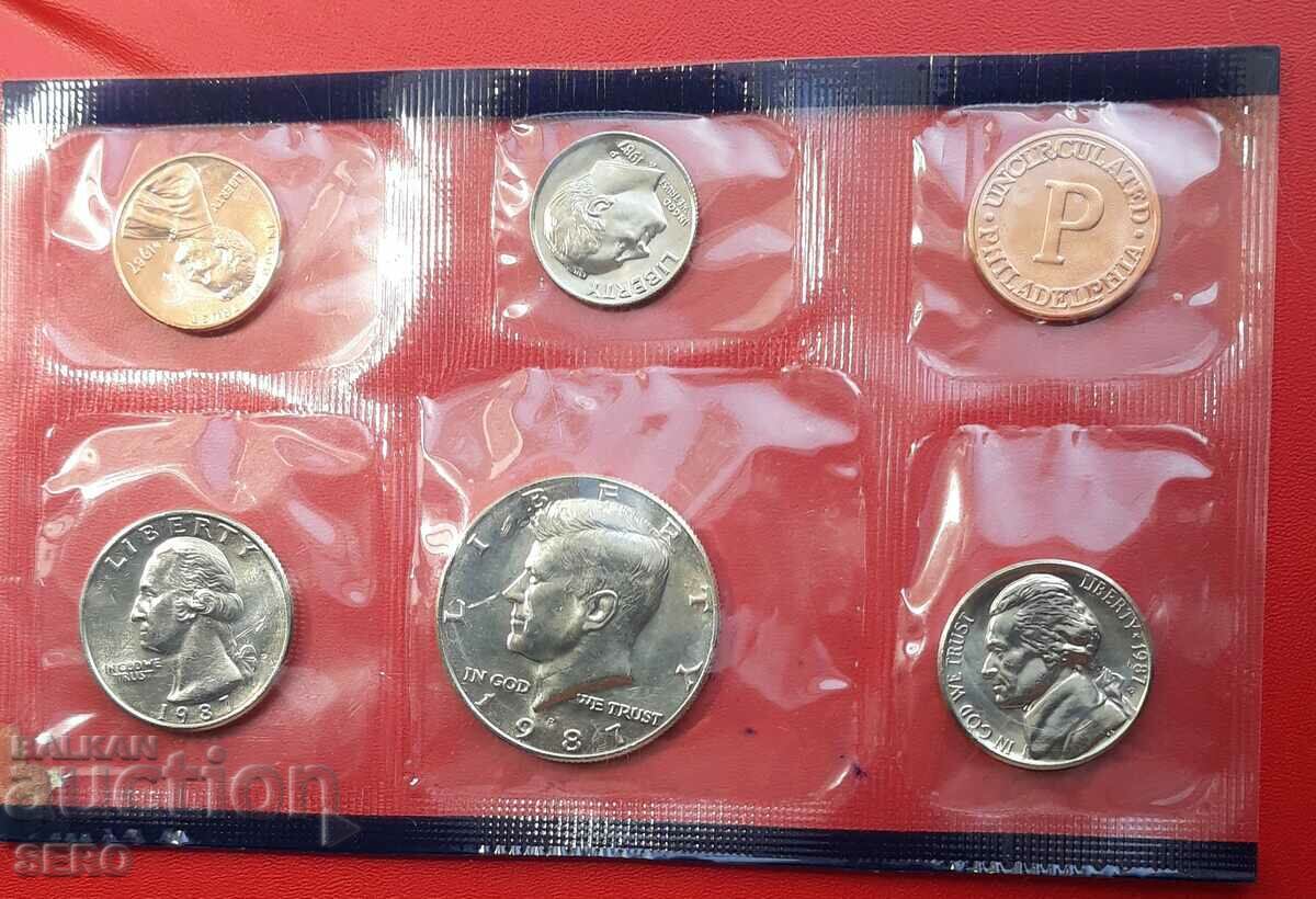САЩ-СЕТ 1987 от 5 монети+медалче