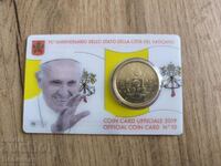 Coin 50 euro cents Vatican City with Pope Francis