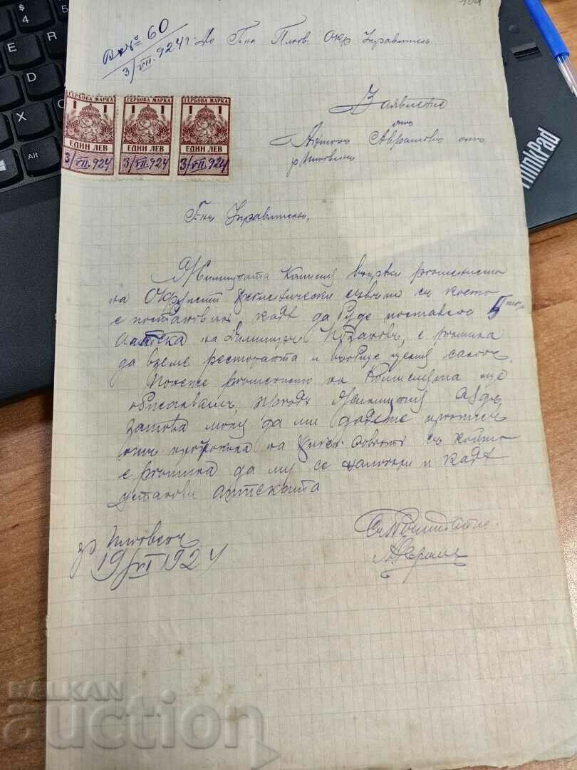 1924 PLEVEN CONSILIUL DE IGIENĂ DOCUMENT REGATUL BULGARIA