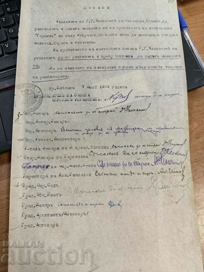 1924 PLEVEN CONSILIUL DE IGIENĂ DOCUMENT REGATUL BULGARIA