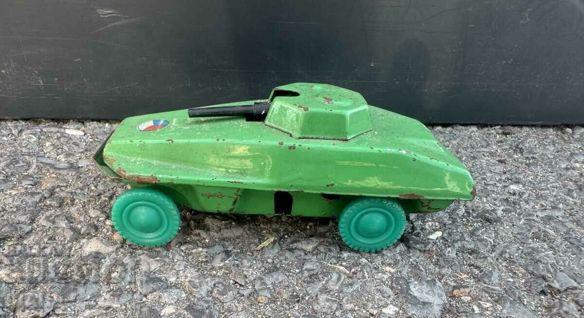 Old Russian metal mechanical toy tank model