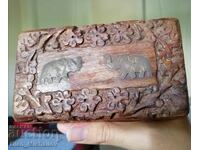Wooden box with Elephants