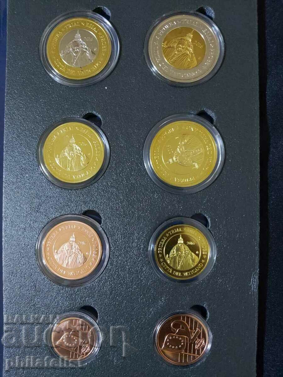 Пробен Евро Сет - Ватикана 2016 , 8 монети UNC