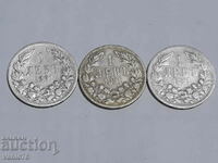 3 pcs. silver coins 1 lev 1891
