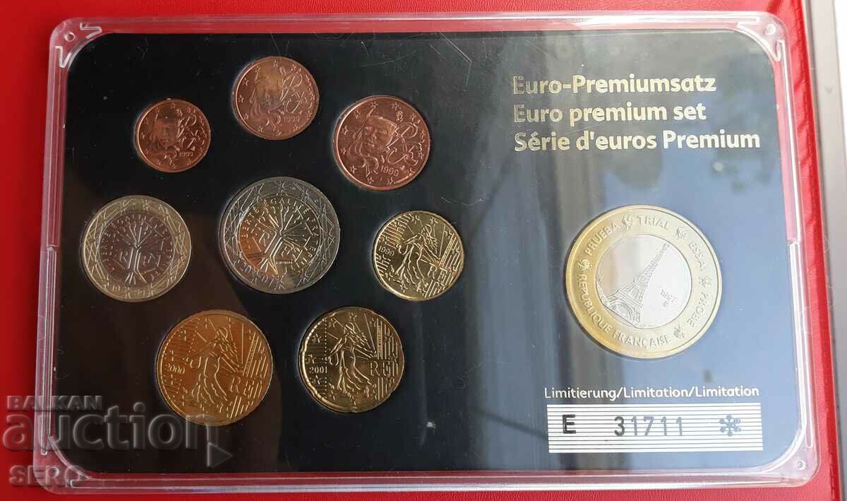 France-SET 1999-2001 of 8 euro coins+1 euro proof 1997